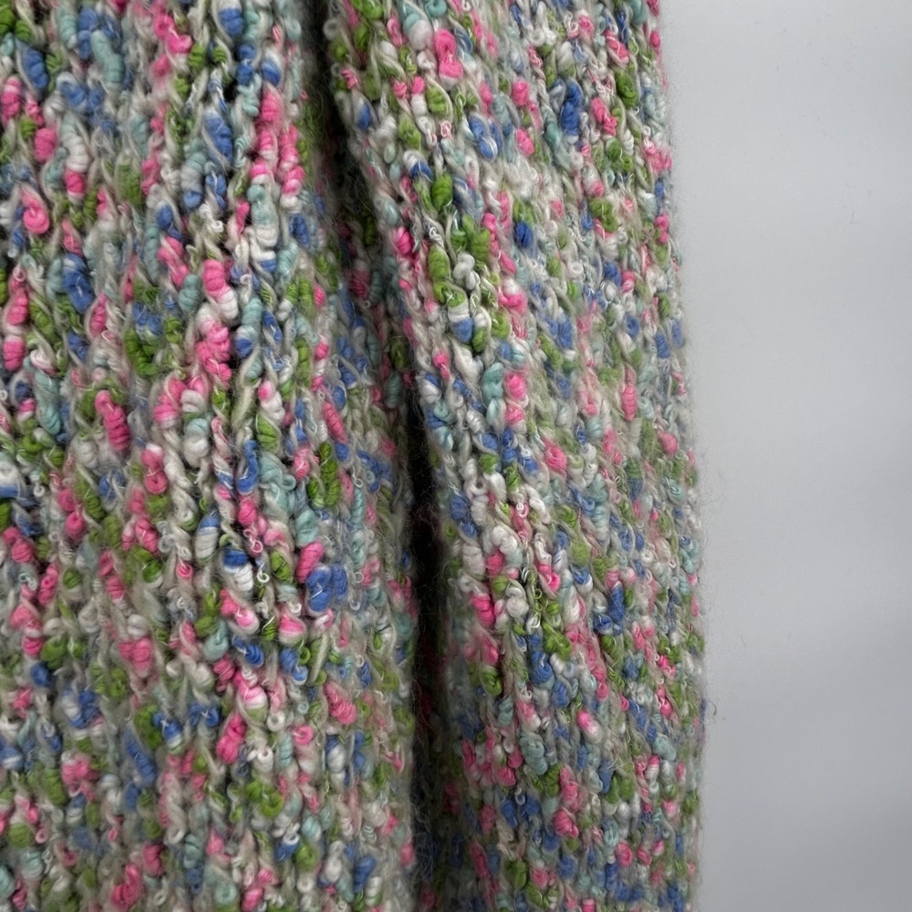 Vintage Handmade Chunky Knit Cardigan Multi Color Speckled Buttons Cream Trim‎ - Picture 8 of 8